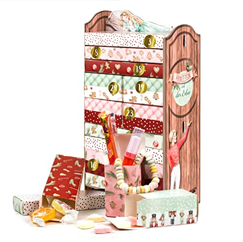 Papierdrachen Adventskalender 2023 zum Befüllen - Weihnachtskalender mit Schachteln - Prinzessin auf der Erbse - zum Zusammenbauen - wiederverwendbar