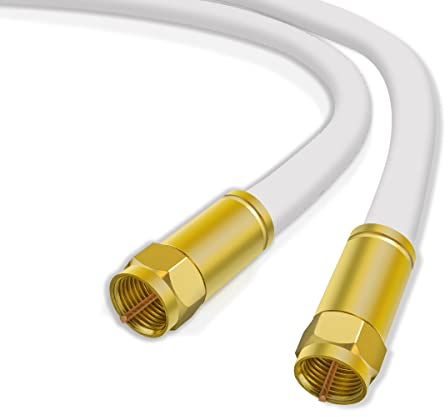 Sterndiscount 4m SAT TV Koaxial Kabel 135dB Ultra HD 4K Satellitenkabel 5-Fach Schirmung DVB-S2 DAB vergoldete F-Anschlussstecker für Sat-Anlage, Kabelmodem mit F-Stecker 75Ohm Weiß