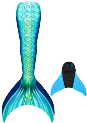 SPEEDEVE meerjungfrauenflosse mädchen Badeanzug Mermaid Tail mit Monoflosse,2PC-dlan-j15,160