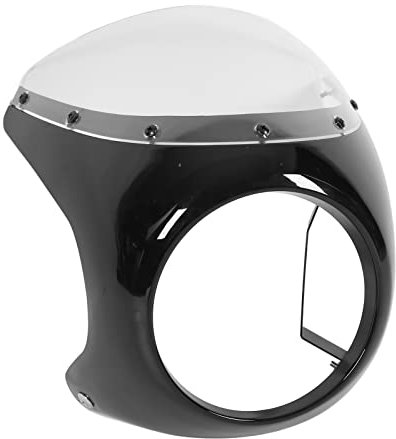 Motorrad-Windschutzscheiben-Scheinwerferverkleidung, 7-Zoll-Universal-Rundscheinwerfer Motorrad-Scheinwerfer-Verkleidungsabdeckung (Helles Schwarz und Transparent)