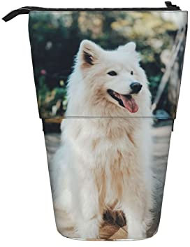 Teleskopisch Mäppchen Weißer Hund Etui Stifte Langlebig Federmappe Tragbare Schulmäppchen Für College Mädchen Schul