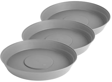 Garronda Untersetzer Blumentopf aus Kunststoff 1 Stück oder 3er Pack Plastik Pflanztopf Pflanzen Untersetzer rund für Pflanztöpfe Set GD-0023 (3 Stück Grau, ⌀ 18cm H 3,5cm)