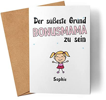 Kiddle-Design Muttertag Karte süßester Grund Bonus Mama zu Sein Muttertagskarte Spruch Geschenk von Kindern für Mutter Stiefmutter Stiefmama