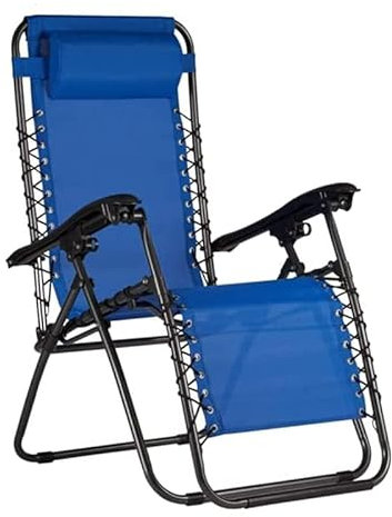 VIRSUS Sedia Gravity ''gravità zero'', poltrona relax pieghevole salvaspazio con tubi in acciaio reclinabile sedia a sdraio per piscina, lettino da spiaggia, poltrona da giardino (Blu)
