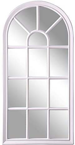 NAFGQIY Wandspiegel Standspiegel Weiß Retro Vintage Rahmen Shabby Chic, Fensteroptik Rustikaler Gartenspiegel Bogen Farmhaus-Spiegel Für Indoor Und Outdoor Schlafzimmer Flur Wanddeko