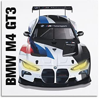 ISTI Rennauto-Poster für BMW M4 GT3 G82 Sportauto-Poster, dekoratives Gemälde, Leinwand, Wandposter und Kunstbild, moderner Familien-Schlafzimmer, Deko-Poster, 40 x 40 cm