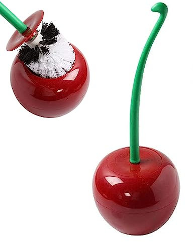 Obelunrp Cherry Toilet Brush Set, Cherry Shaped Toilet Brush with Holder Bowl, Strong Bristles Bathroom Cleaning Brushes for Bathroom Toilet Cleaning & Decoration