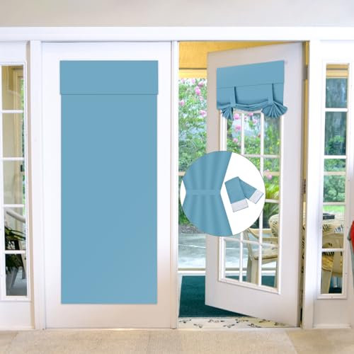 Blackout Door Curtains,French Door Blinds Stick On for Privacy and Light Control,Thermal Blackout Front Door Curtain Tie up Shade,No Drilling Easy Install(1 Panel)