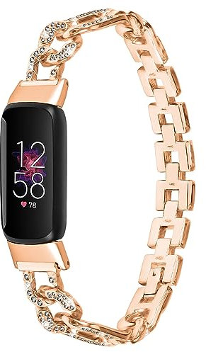 Gimuk Armbänder kompatibel mit Fitbit Luxe Metallarmband für Damen und Herren, verstellbares Armband mit glitzernden Strasssteinen, Edelstahl-Armband, Ersatzarmband für Fitbit Luxe Fitness-Tracker,