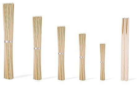 Generisch Holz Spieße Sets 30-70cm Stockbrot Spieße Schaschlikspieße aus Bio Holz zum basteln, als Grillspieße, Rankhilfe Holz für Maiskolben Spieße, Fingerfood, Grillspieße Lagerfeuer (70 cm)