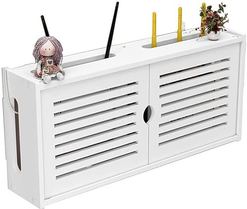 Wireless Router Storage Box Router Fences Router Storage Box Wall Mounted TV Set Top Box Living Room Wall Mounted WiFi Storage Box Wall Decoration TV Lower Row Socket Occlusion Box (Color : White-a,
