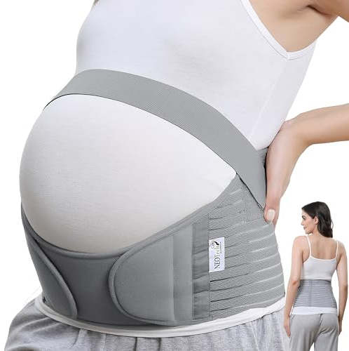 NEOtech Care - Bauchgurt für die Schwangerschaft - stützt Taille, Rücken & Bauch - Schwangerschaftsgurt (Grau, L)