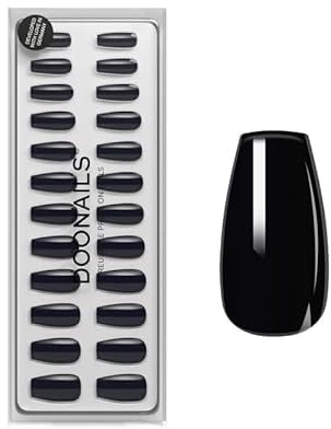 DOONAILS Soft Gel Press On Nails 30er Set Dark Dream Coffin Form Schwarz Nägel zum Aufkleben Full Cover in Salonqualität Fake nails soft gel Medium Natürliches & angenehmes Tragegefühl