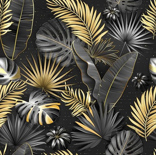 Alzkkll Papier peint autocollant en forme de feuille de palmier, 44,5 x 300 cm, épais, amovible, imperméable, papier de contact tropical, multi-usages, pour salon, chambre à coucher, cuisine