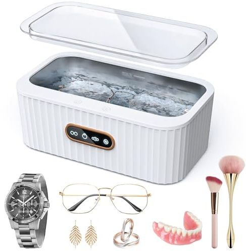 COVACURE Ultrasonic Jewellery Cleaner- Portable 470000Hz Jewellery Cleaner with 4 Cleaning Modes, 304 Stainless Steel Cleaner Machine for Jewelry, Necklace, Pendant, Glasses