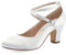 Duosheng & Elegant Brautschuhe Geschlossene Ivory Krause Riemchen Blockabsatz Pumps für Damen HC1808 Satin Hochzeit Abend Ivory Gr. 41