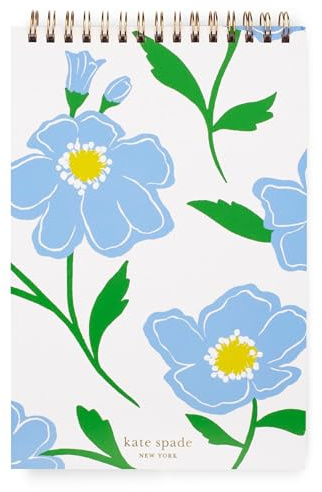 kate spade new york Small Top Spiral Notebook, Sunshine Floral | 8.5 x 5.5 Mini Memo Journal with 160 Lined Pages, Flip Top Floral Diary with Pocket Page for Cute Note Taking