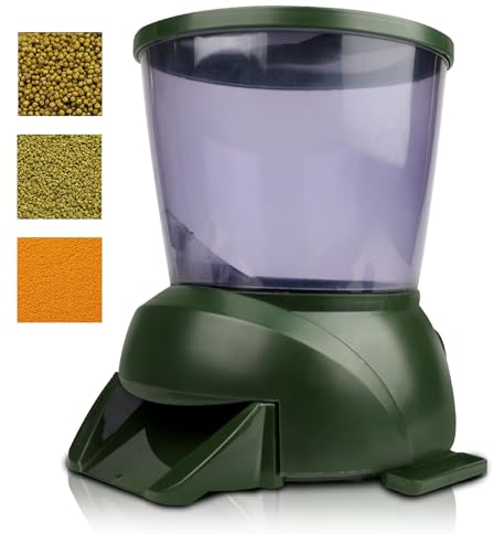 PTATT Pond Automatic Fish Feeder(4.5L), Pond Fish Feeder, Outdoor Fish Food Dispenser, Large Moisture Proof Timer Feeding Food Dispenser