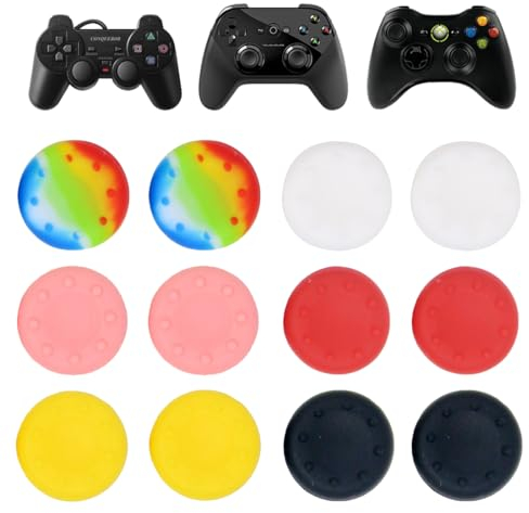 LYQNIHOB 12 Pcs de Remplacement de Silicone pour Joystick, Accessoires de contrôleur pour Les Jeux - Capuchons de Protection pour Manettes de Jeu Switch, PS5, PS4, Xbox 360 et PS3 Contrôleurs