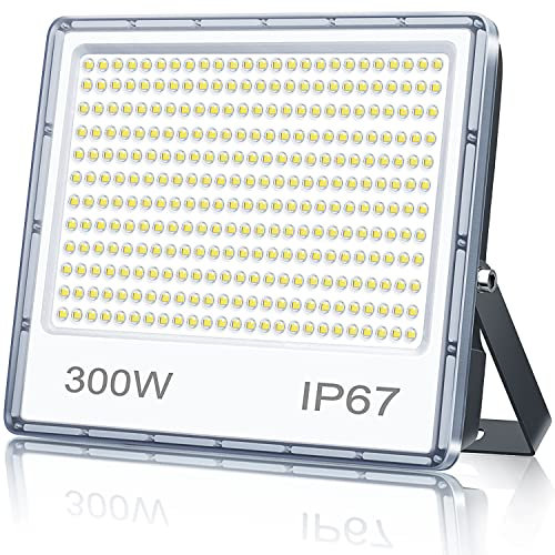 TASINUO Focos LED Exterior 300W, 30000LM 7000K Blanco Frío Luces LED Exterior, IP67 Impermeable Luz Exterior, 300 LEDs Potente Lampara para Jardin, Terraza, Garaje, Fábrica, Almacén