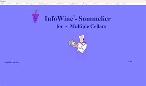 InfoWine | Wine Pairing Software using Artificial Intelligence for wine enthusiasts or Sommeliers | USB with 1-year Membership | Multiple Cellars | for Windows PC | Quarterly Updates of DB & Software