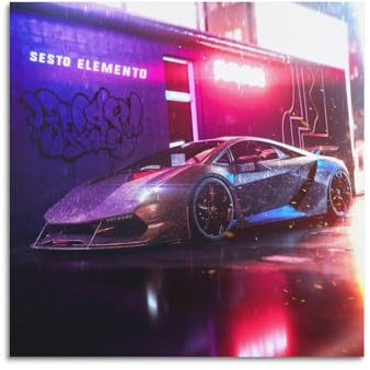 GTTHOK Italienisches Supercar-Poster, Motiv: Sesto Elemento Rennwagen, dekoratives Gemälde, Leinwand-Kunstbild, 60 x 60 cm