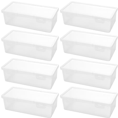 ZEONHEI 8 Stück Kunststoff Stiftebox Organizer mit Deckel, 19 x 9 x 6 cm Stapelbar Stifteboxen, Transparente Stifte Aufbewahrungsbox Sortierbox für Kleinteile, Schreibwaren, Craftbox