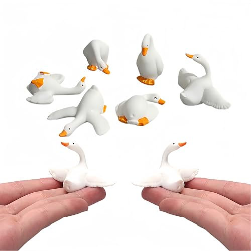 Vyloky Tierisches kleines Ornament, Gans, niedliches Ornament, Geburtstagsgeschenk, Geschenk für Freunde, Heilung & Stressabbau, Schreibtischdekoration, Puppe, 6er Set