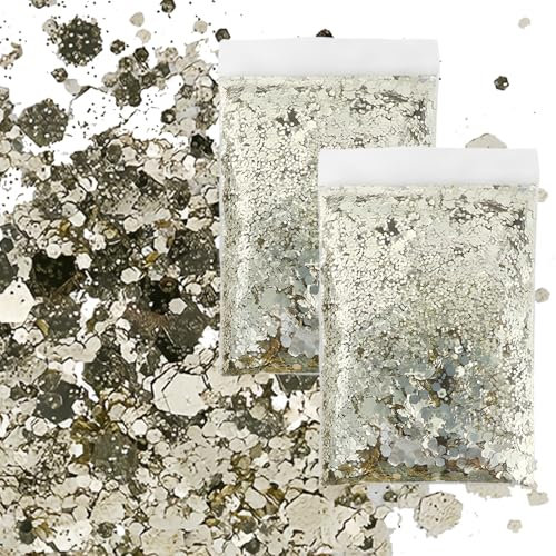 JAONLD Glitzer Basteln,100 g Glitzer Konfetti Glitzerpulver Festival Glitzer für Gesicht,Nageldekoration,Papier,Karten,Maniküre,Party,DIY-Bastelarbeiten(Champagnergold)