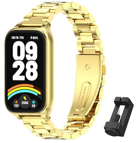 BDIG Cinturino in Metallo Compatibile con Xiaomi Smart Band 9 Active/Redmi Smart Band 3,Senza Gap Cinturino di ricambio per Xiaomi Smart Band 9 Active Oro