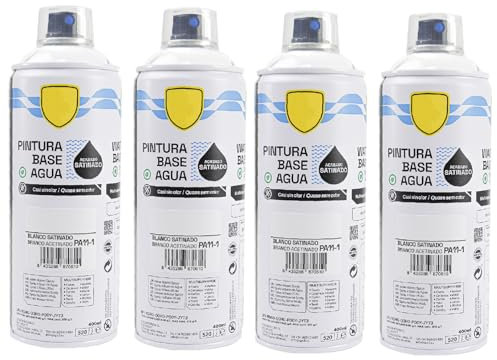 various - Pintura Spray Base Agua 400ml,Ecológica y Sin Olor,Para Muebles,Metal,Plástico y Madera,Colores Duraderos,Cobertura Uniforme - Blanco Satinado,4 unidad