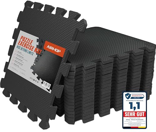 AIRHOP Set de 18 Tapis de Protection EVA Haute Densité, Amortissants, Antidérapants, Tapis de Sport et Tapis Anti Bruit, Parfaits pour Le Fitness, Le Yoga, Le Home Gym, la Salle de Sport, 30x30 cm