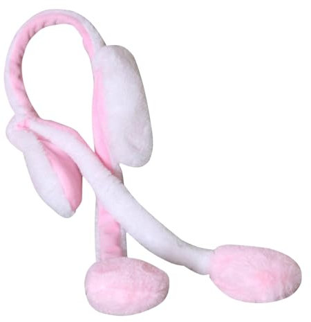 TOVINANNA Bewegliches Hasenohren Stirnband Plüsch Haarband Für Mädchen Mit Aufklappbaren Ohren Für Halloween Weihnachten Und Cosplay-partys Rosa Und Weiß