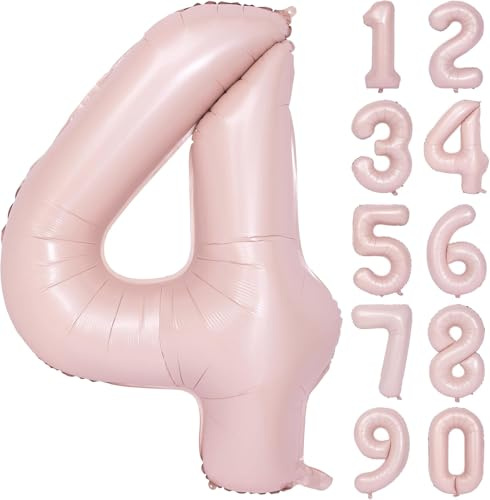 Zahlen Luftballon Rosa 40 Zoll Matte Rosa Nummer Ballons 4 Mädchen Geburtstag Luftballons Pink Helium Folie Mylar Ballon Geburtstagsdeko Party Bankett Dekoration Zahl 4