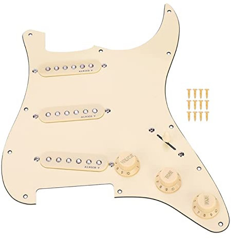 Qukaim Loaded Pickguard Loaded Prewired SSS Pickguard 1 Set with ALNICO V Magnet for Electric Guitar, Easy Installation, Compatible with Standard Stratocaster Style Guitars