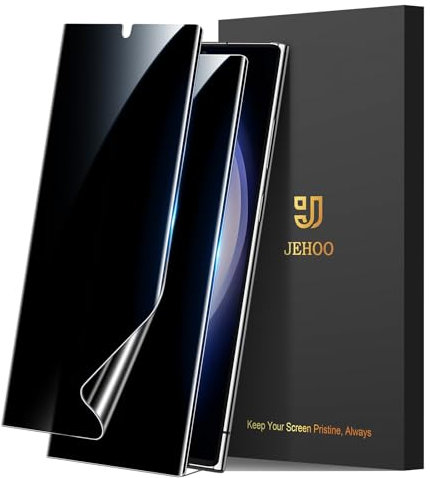 JEHOO 2 Pièces pour Samsung Galaxy S23 Ultra 5G Protection D'écran Anti-Espion, Compatible ID d'Empreinte Digitale Installation Facile Coque Amical Accessoire TPU Flexible Film