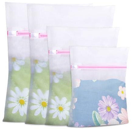 Grsta Bolsa Lavadora, 4 Unidades Bolsa Lavadora Ropa Interior, con Cremallera Oculta, Bolsa para Ropa Sucia, Laundry Bag para Camisas, Ropa Interior, Ropa de Bebé, Sujetadores