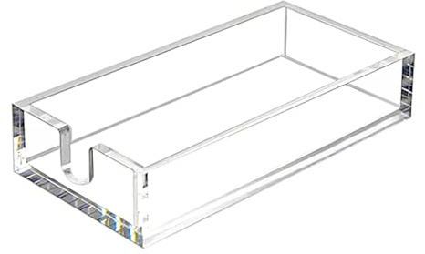 JEBBLAS Acrylic Napkin Holder Clear Decorative Tray for Napkins and Tissues in Bathroom and Kitchen (22x13x6cm)