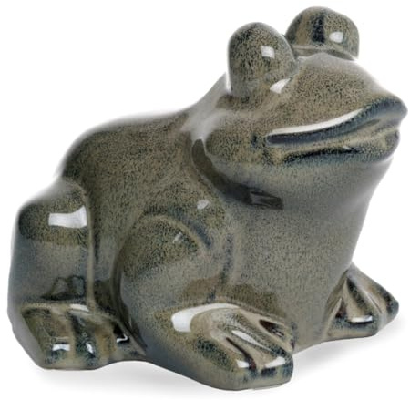 finehomegarden Frosch grau/grün Steingut glasiert Figur Skulptur Garten 27x26cm H20cm