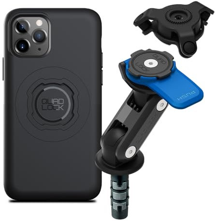 Quad Lock Motorcycle Fork Stem Mount Kit with Vibration Dampener and MAG Phone Case for iPhone 11 Pro
