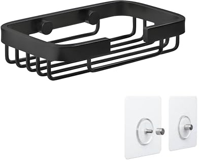 TATAY Shower Caddy Aluminium Holds up to 5 kg Rectangular Shape | Shower Caddy Bathroom | Dimensions 9x3.2x14 cm | Quick Fix System | Supports 5 kg | 100% Stainless | Rectangular Shape, Black
