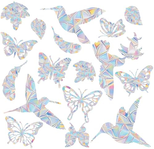 18 Stück Prismen Fensteraufkleber, Regenbogen Prism Fenster Abziehbilder, Anti-Kollisions Suncatcher Sticker Vogelschutz für Glasscheiben, Regenbogen Folie Fensterbilder für VogelschläGe
