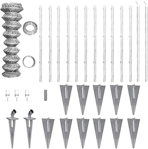 Maschendrahtzaun, 25x0,8m, verzinkter Stahl, robustes Gartenzaun-Set mit Pfosten und Bodenhülsen, langlebiger Schutz für Garten und Hof