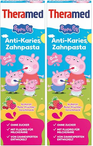Theramed Peppa Pig Anti-Karies Zahnpasta Rote Früchte 0-6 Jahre, 50ml (Packung mit 2)