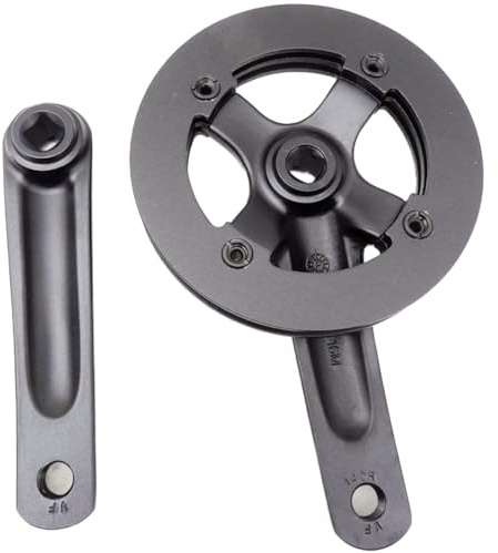 Homeponnew Aluminium für Fahrrad-Kurbelgarnitur mit 28T/30T/32T Kettenblatt, 140 mm quadratische Kegelkurbel für Jugend- und Falträder, 32T