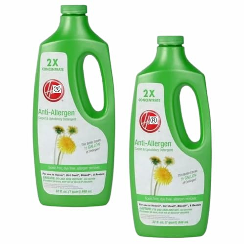 FNX 2 X Hoover Carpet & Upholstery Cleaning Detergent | Anti-Allergen Formula, Double Strength Cleaner Solution - Deep Cleans & Removes Dirt, Grime, Odours & Stains | 64oz in Total (1892ml)