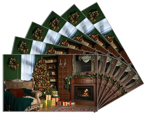 Wallario 6er Set Frühstücksbrettchen aus Glas, Glasunterlage, Glasbrettchen Weihnachtszauber im Wohnzimmer, Größe 14 x 23 cm, Sicherheitsglas