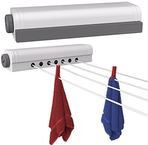 Deuba 2x 14m Polypropylen-Wäscheleine, Wandtrockner, Weiß