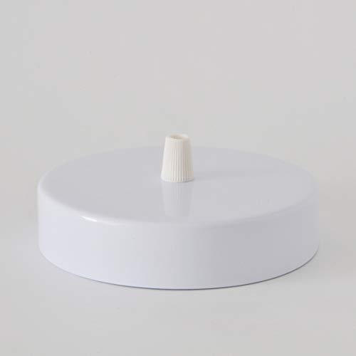 Baldachin | Abzweigdose | Verteilerdose zur Kabelabdeckung Ihrer Deckenlampe | Lampenkappe in Weiß 1 Loch Ø 12 cm inkl Zugentlastung | Lampenbaldachin für alle Lampen geeignet