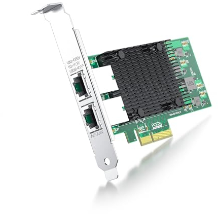 ipolex 10Gb Netzwerkkarte, 2X RJ45 Port, 10GbE NIC im Vergleich zu Intel X550-T2, unterstützt Windows Server/Windows/Linux/VMware (unterstützt Mac OS Nicht, Bypass-Modus)